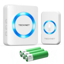 TECKNET Wireless Doorbell, Portable Battery Doorbell with Blue Light, IP66 Water
