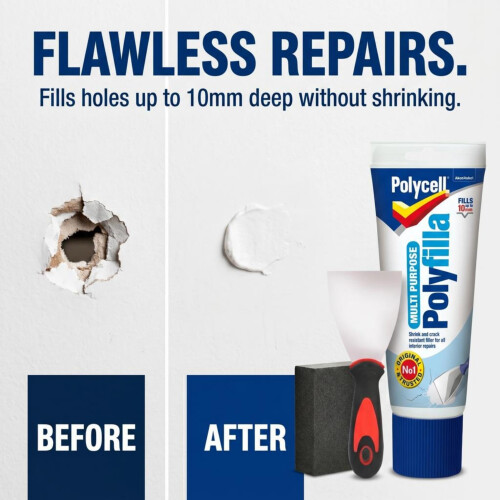 Polycell Polyfilla Multi Purpose Ready Mixed Wall Filler 396g Tube wit 2