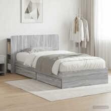 vidaXL Bed Frame with Storage Grey Sonoma 100 x 200 cm Engineered Wood