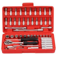 Faankiton 53PCS Ratchet Socket Set 1/4" Drive Socket Wrench Set, Cr-V Metric Ratchet Wrench Tool with Extension Bar and 72 Teeth Reversible Ratchet S