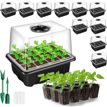 WY8 10 Pack Seed Trays Starter Kit, 120 Cells Reusable Greenhouse Seedling Starter Tray with High Lid Dome and Deep Base, Herb Garden Plant Humidity