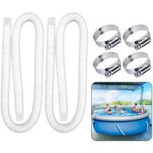 Swimming Pool Pump Replacement Hose,2pcs Swimming Pool Replacement Hose with 4 Metal Clamps,Pool Filter Hose for Above Ground Pools(32mm)
