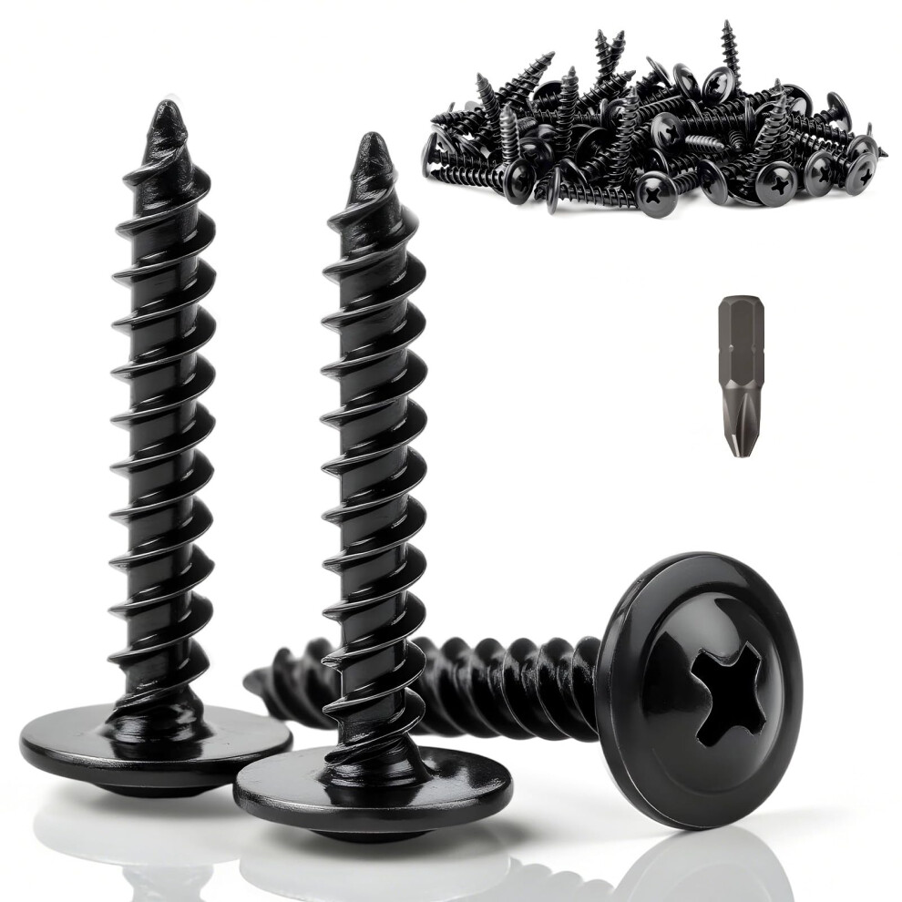 Qjuwhua 110 Pcs Wafer Head Self Tapping Screws M4.2x50mm Black Flat Pan Head Wood Screws Galvanised Modified Truss Head Self Drilling Screw Round Phi 5008224259803
