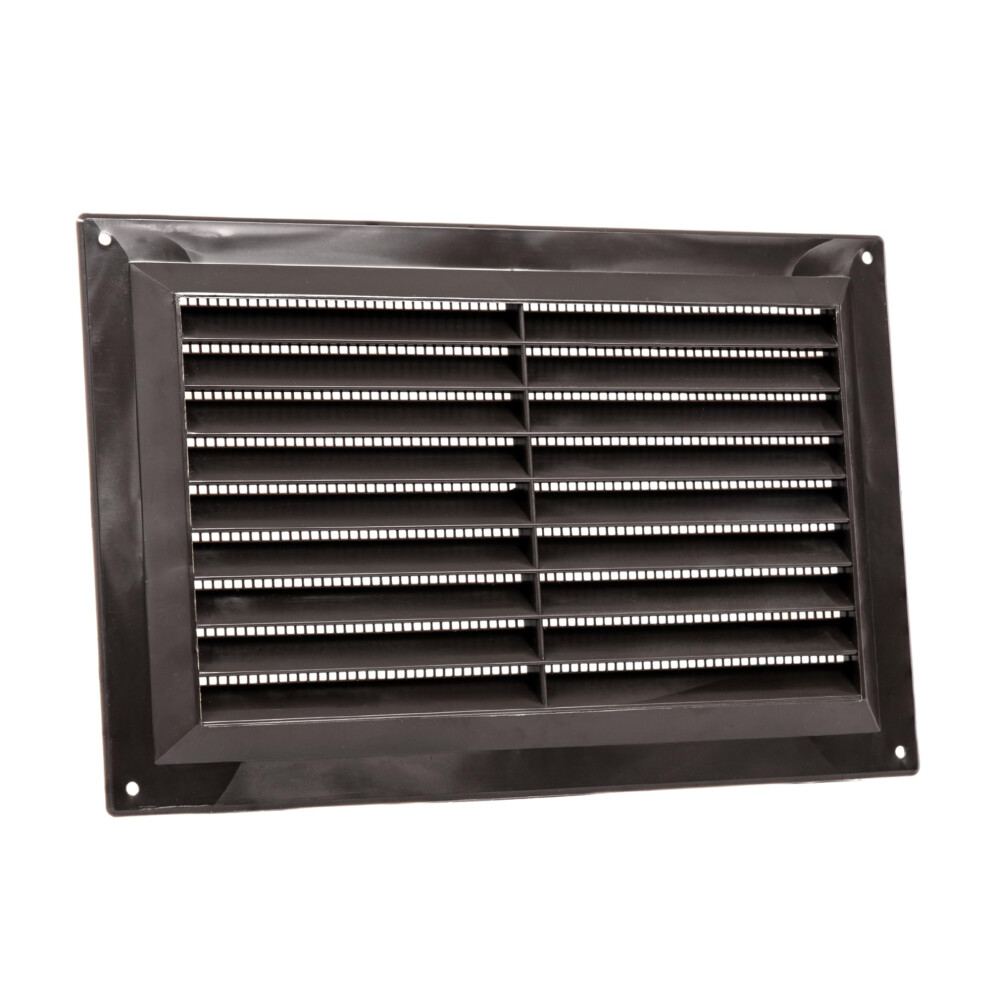 Map Plastic Louvre Air Vent With Flyscreen 9" X 6" (229Mm X 150Mm), Double Brick Grille Cover, Brown 5009885525771