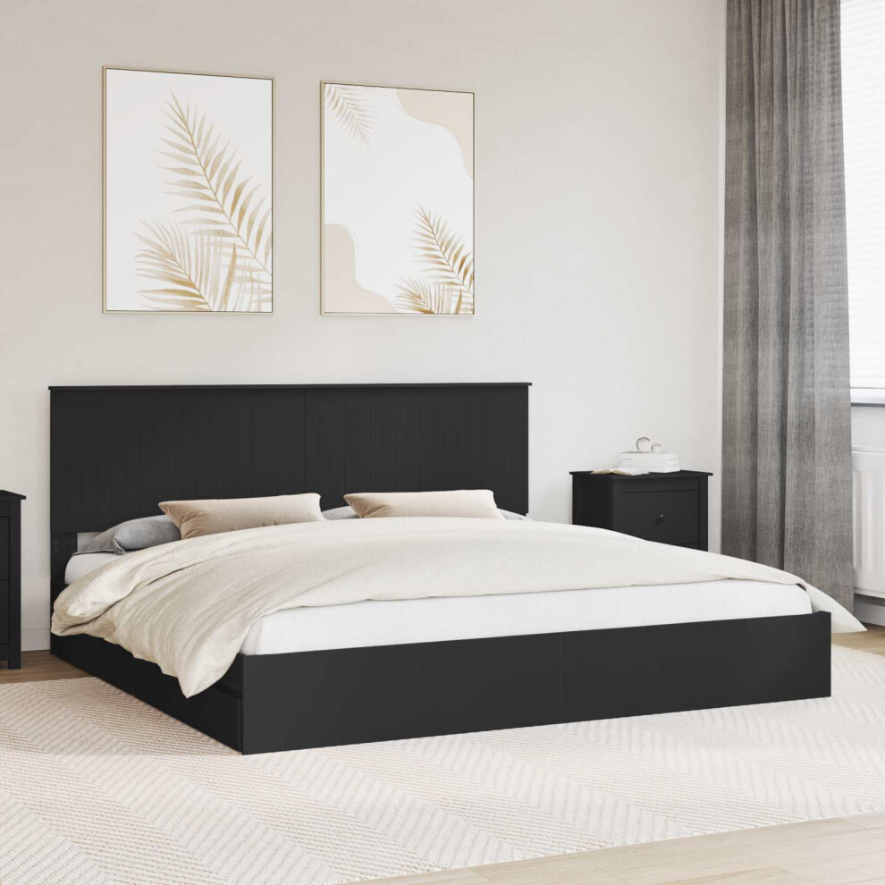 Vidaxl Storage Bed With Headboard Black 200 X 200 Cm Engineered Wood