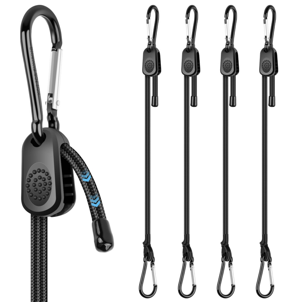 Bungee Cords With Hooks, Adjustable Bungee Cords With Carabiner Clips, Freely Adjustable Length, Heavy Duty Bungee Straps For Camping, Bike, Cargo (9 5006972051366