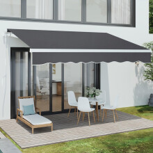 Dripex Awning Retractable Manual Awnings for Patio Garden, 3 x 2.5m Anti-UV and Waterproof Canopy Outdoor Sun Shade with Fittings & Hand Crank for Ba