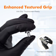 GRIFEMA Disposable Black Nitrile Gloves - Powder & Latex Free - Food Grade, Tattoo, Beauty & Cleaning - Textured Grip - 100 Pack, M