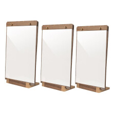 3-Pack Akrylskylthållare 8,5 X 11 Tum med Valnötsträbas, Bordsskiva Genomskinlig Kommersiell Displayställning för Menyer, Affischer