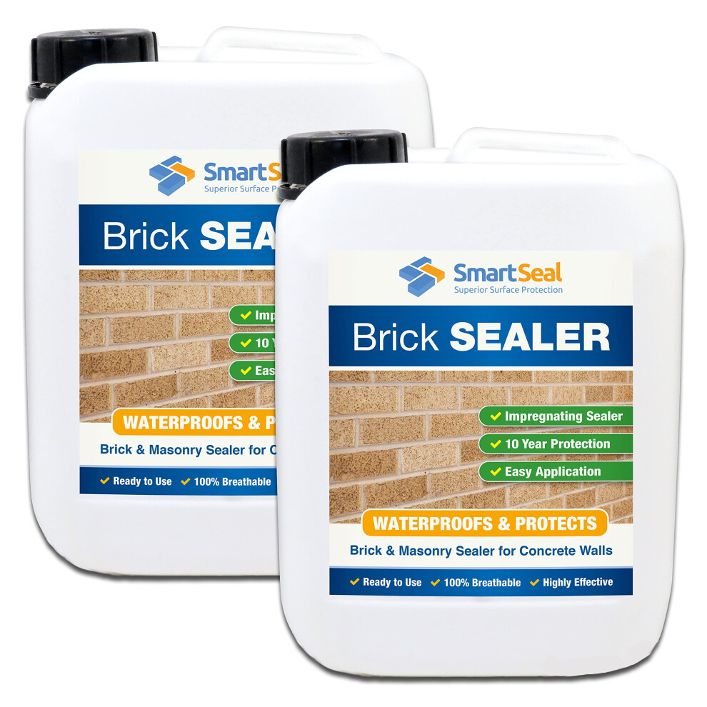 Smartseal Brick Sealer - 2 X 5L - Breathable Brick Waterproofer & Clear Sealant. Protective Damp Seal & Waterproof Sealant For Bricks, Masonry, Concr 5009785324276