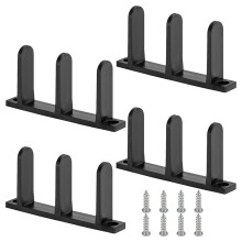 4-Pack Sliding Closet Door Floor Guide - Universal Fit for 1-3/8" Thick Doors, Black with Installation Screws