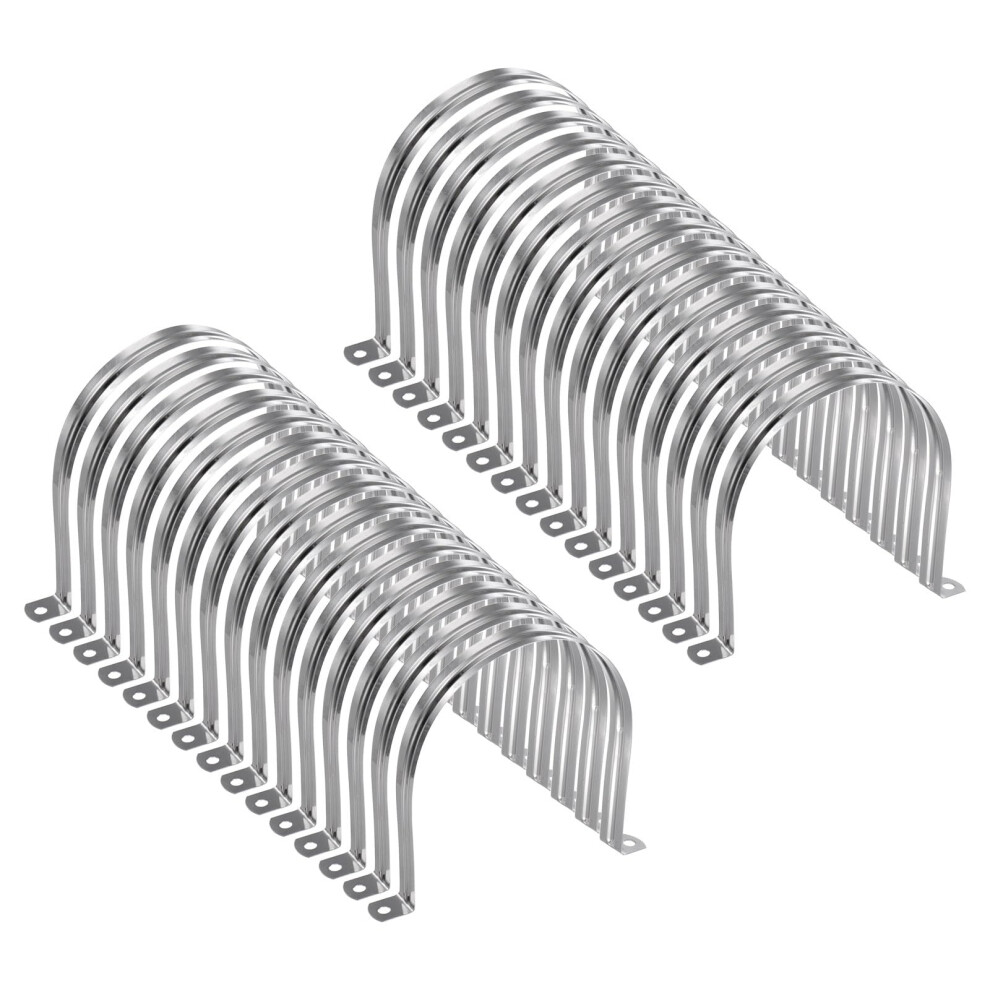 Sourcing Map 30Pcs 5 1/8 Inch 130Mm Conduit Clamps, M130 U Tube Pipe Clamp, Stainless Steel Rigid Pipe Strap, U Shaped Bracket With Two Hole For Pipe 5005335050015
