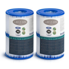 Bestway Lay-Z-Spa Hot Tub Filter Cartridge VI for All Lay-Z-Spa Models - Pack of 2, White (4 Filters)