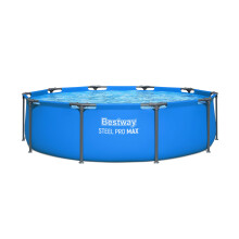 Bestway Steel Pro Max Round Frame Swimming Pool 10 ft with Filter Pump, 305 x 76 cm Above Ground Pool, Durable Tri Tech Material, Rust Resistant Stee
