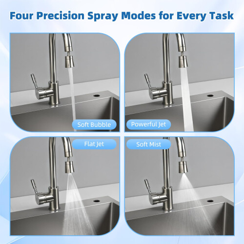 Hibbent 4 Spray Modes Kitchen Tap Sprayer Head, Brushed Nickel 2