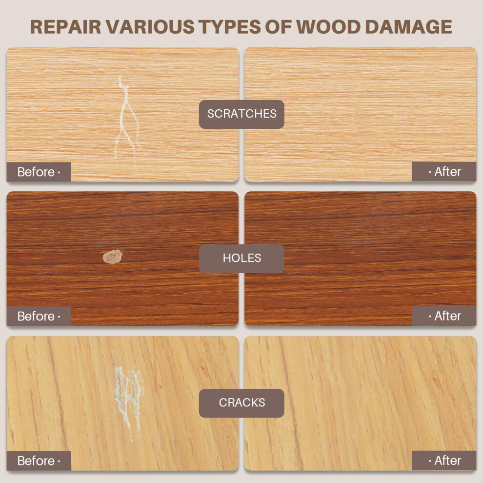 Vinyl Floor Repair Kit -11Pcs Hardwood Laminate Floor Wax With 8Pcs Wood Touch Up Marker, Linoleum Repair Kit Restore Any Scratches, Stains, Cracks, 5001537861879