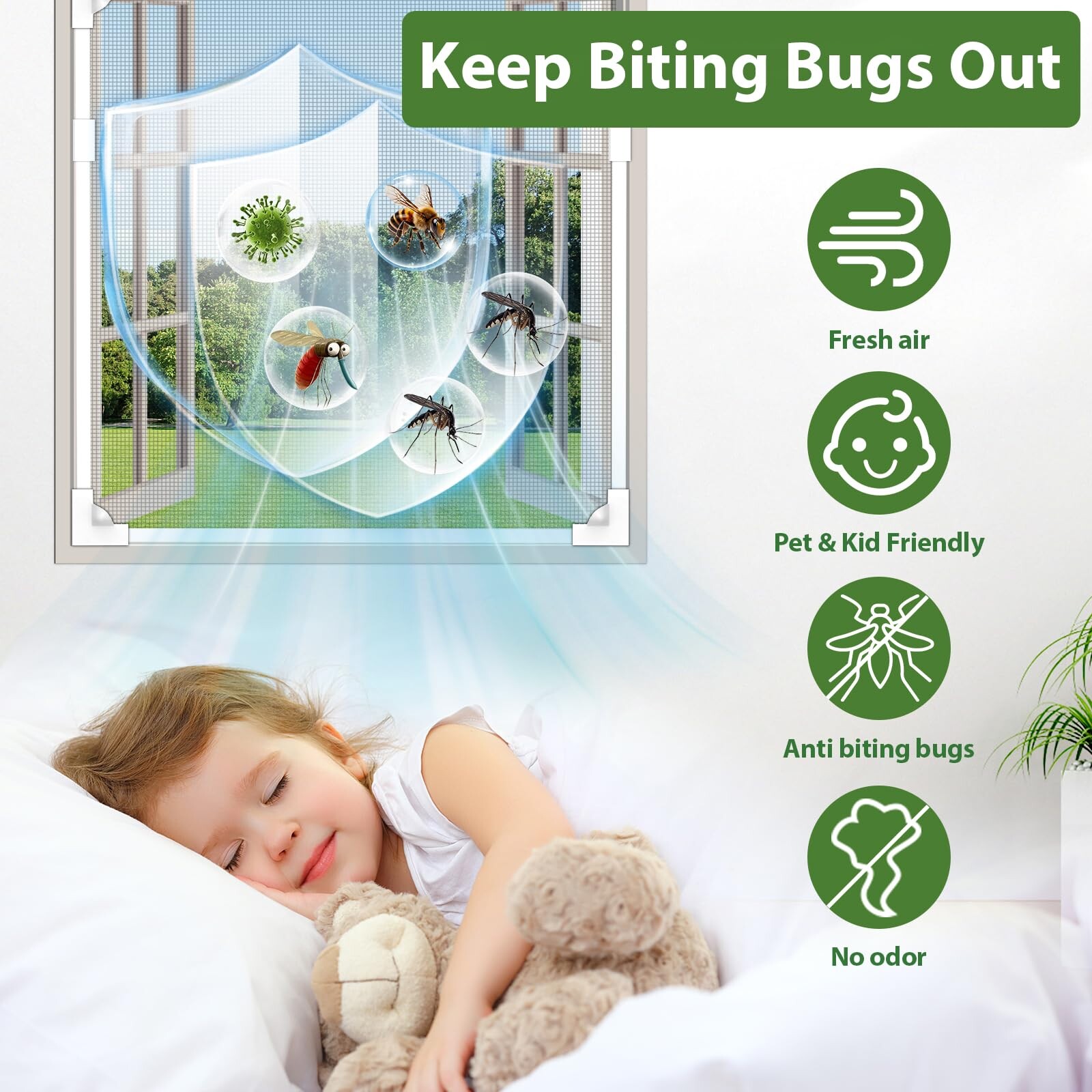 HOFUDON Adjustable Magnetic Fly Screens for Windows, Fit Up to ...