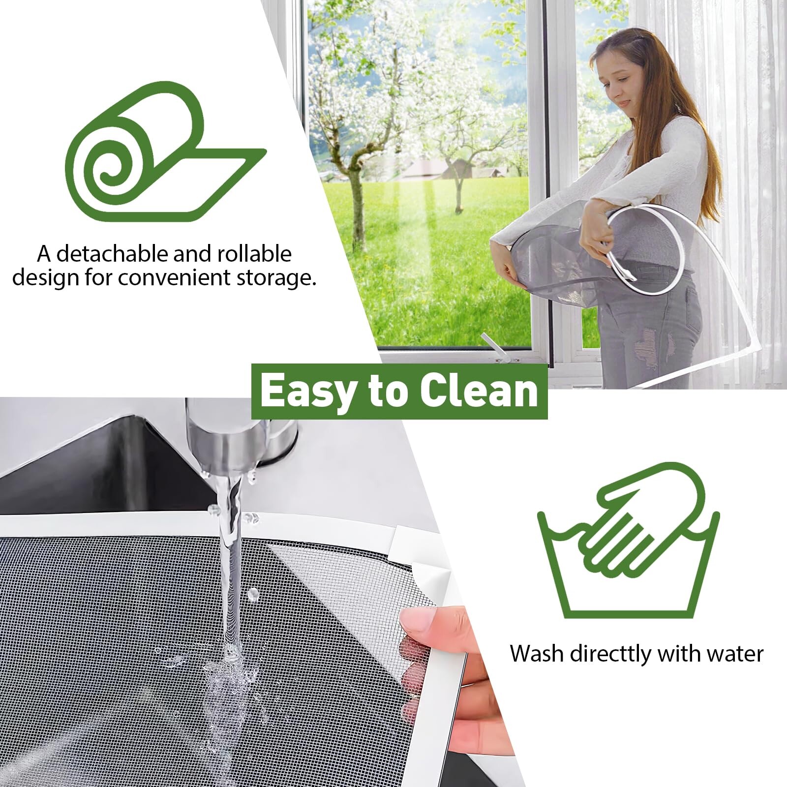 HOFUDON Adjustable Magnetic Fly Screens for Windows, Fit Up to ...