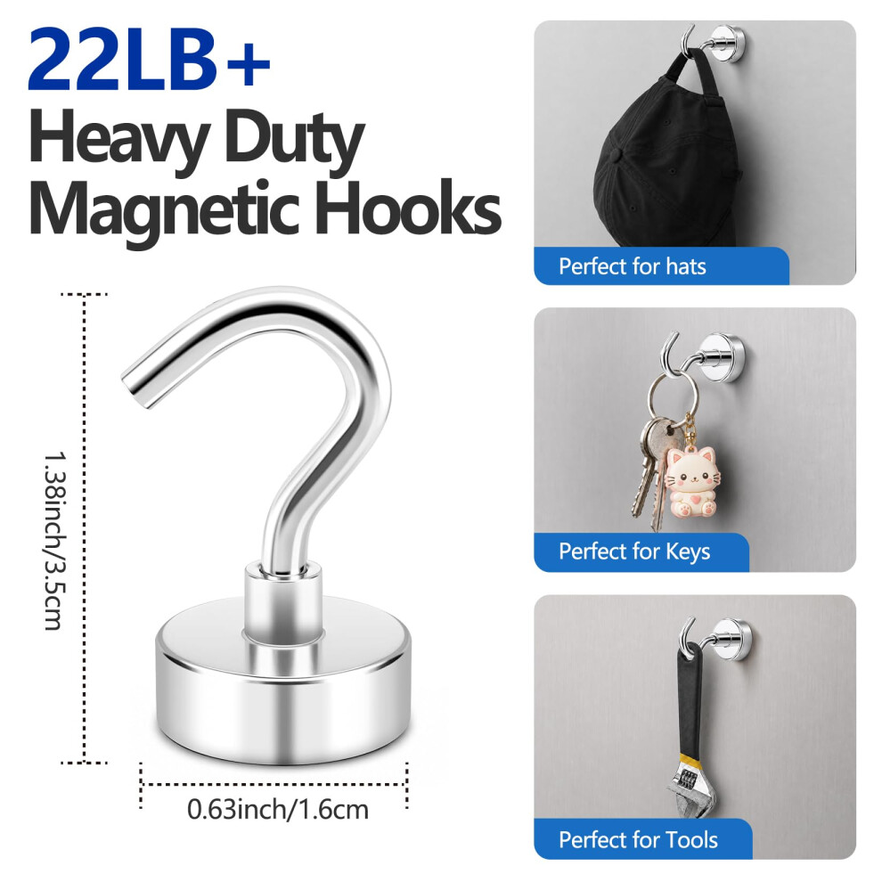 Grtard 6 Pack Magnetic Hooks For Cruise Cabins, 10Kg+, Heavy Duty Magnet Hooks For Hanging, Strong Metal Magnetic Hangers For Ship,Garage,Campervan,F 5002512540109