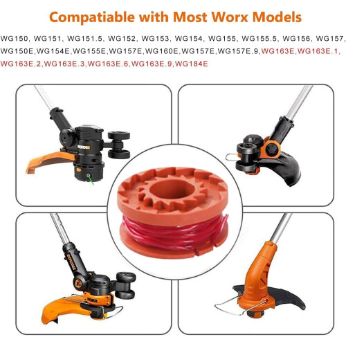 Strimmer Spool,WA0004 Spool Line Compatible with 20V Worx Grass Trimmers Replace 1