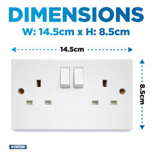Status 13A Double Gang Switched Wall Socket, UK Plug Socket Faceplate, White, S2G13AWSX4