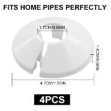 4 Pcs White Radiator Pipe Covers – Durable 15mm Pipe Collars for Neat
