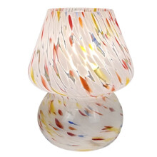 Colorful Flower Dot Glass Mushroom Lamp, American Retro Decorative Desk Lamp, USB Bedside Atmosphere Light D