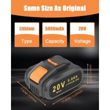 2 Pack 20V 50Ah Battery for Worx WA3551 KUNLUN Liion Replacement Batte