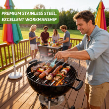 20 Pack 40cm Metal BBQ Skewers, Stainless Steel Kebab Skewers for Grilling with Portable Storage Bag