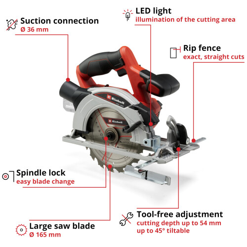 Einhell Einhell Cordless Circular Saw 165mm 18V PXC Without Battery 2