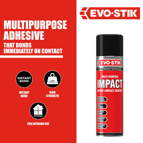 EVOSTIK Impact Instant Contact Adhesive Spray  500ml  Multipurpose Hig 1