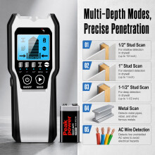 Upgraded FOLAI TH550 Stud Finder Wall Scanner – Enhanced Chip Algorithm for Faster Response & Precise Detection, 5 in 1 Detector with LCD Display