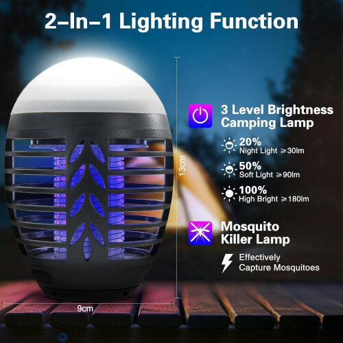 MOSSNDAR Fly Zapper,Bug Zapper Rechargeable,IPX6 Waterproof Mosquito Zapper,2-in 1