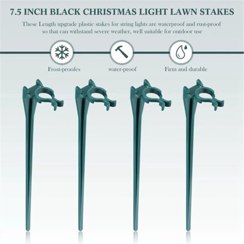 Pacote com 60 Estacas Universais para Luzes de Natal C7 e C9, para Uso Externo em Jardins e Gramados, 19 cm (7,5 Polegadas) 2