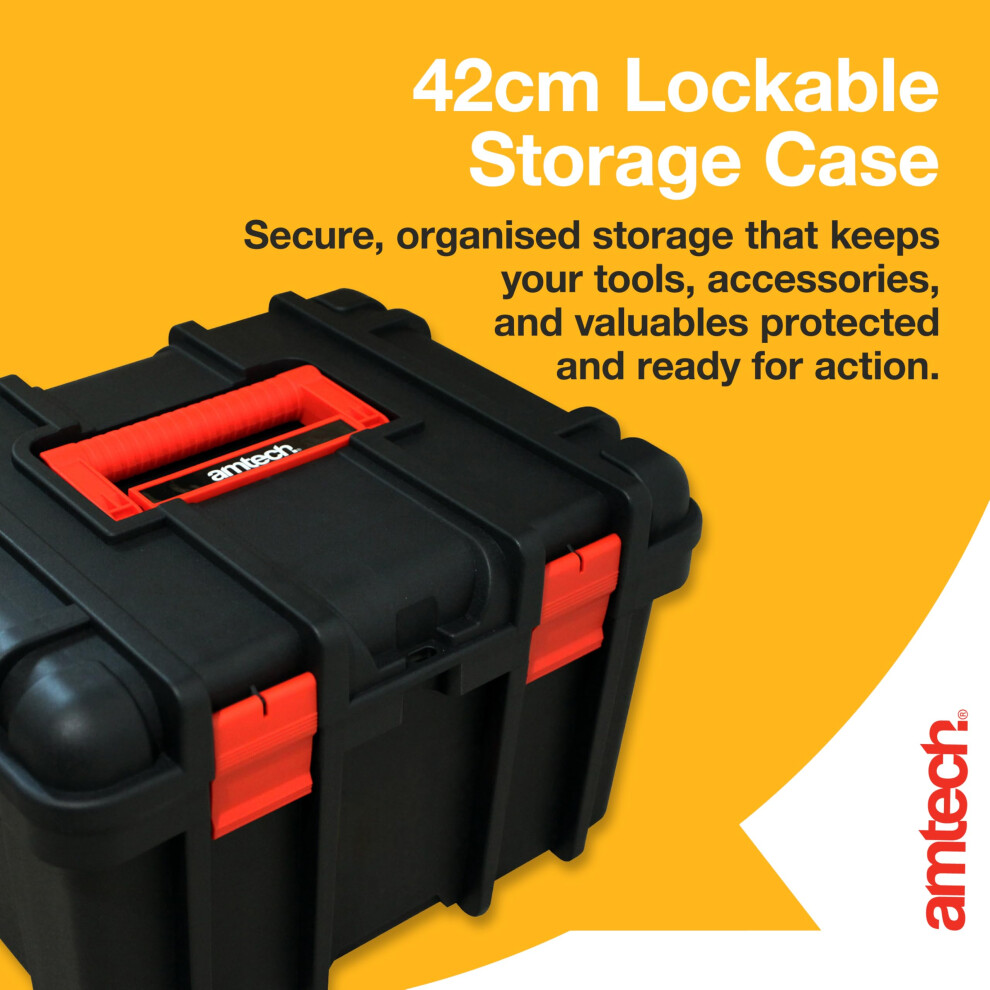 Amtech Lockable Tool Storage Box 22L Plastic Tool Storage Organiser B 5000456029742