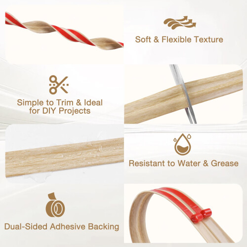 6M Corner Trim Self Adhesive Flexible PVC Edging Strip ，Peel and Stick 2