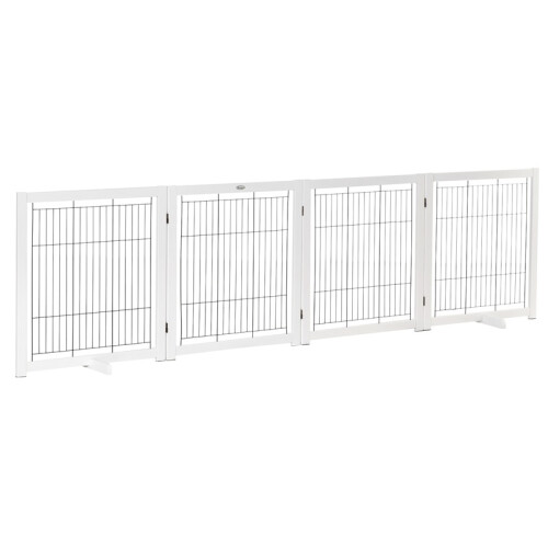 Houten veiligheidshek met stalen frame voor thuis, wit