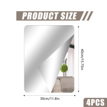 TSLBW 4 Pack Self Adhesive Mirror Stickers 40x30cm Acrylic Mirrors Sti