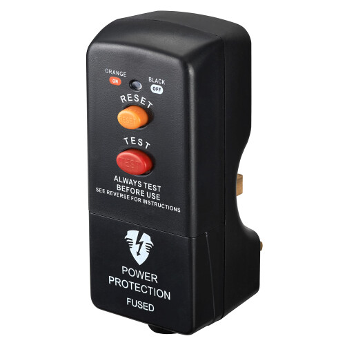 Masterplug Non-Latching RCD Safety Adaptor, 112 x 72.3 x 50.5 mm, Black 2