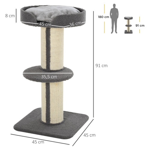 Griffoir stable pour chat avec plateforme, charge maximale de 30 kg 2