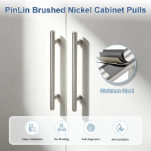 PinLin 30 Pack Kitchen Door Handles 76mm Hole Centre Brushed Nickel Ca