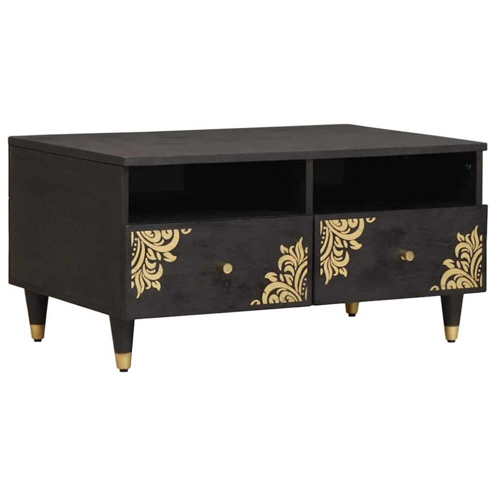 Vidaxl Coffee Table With Drawer Black 80 X 54 X 40 Cm Solid Mango Wood