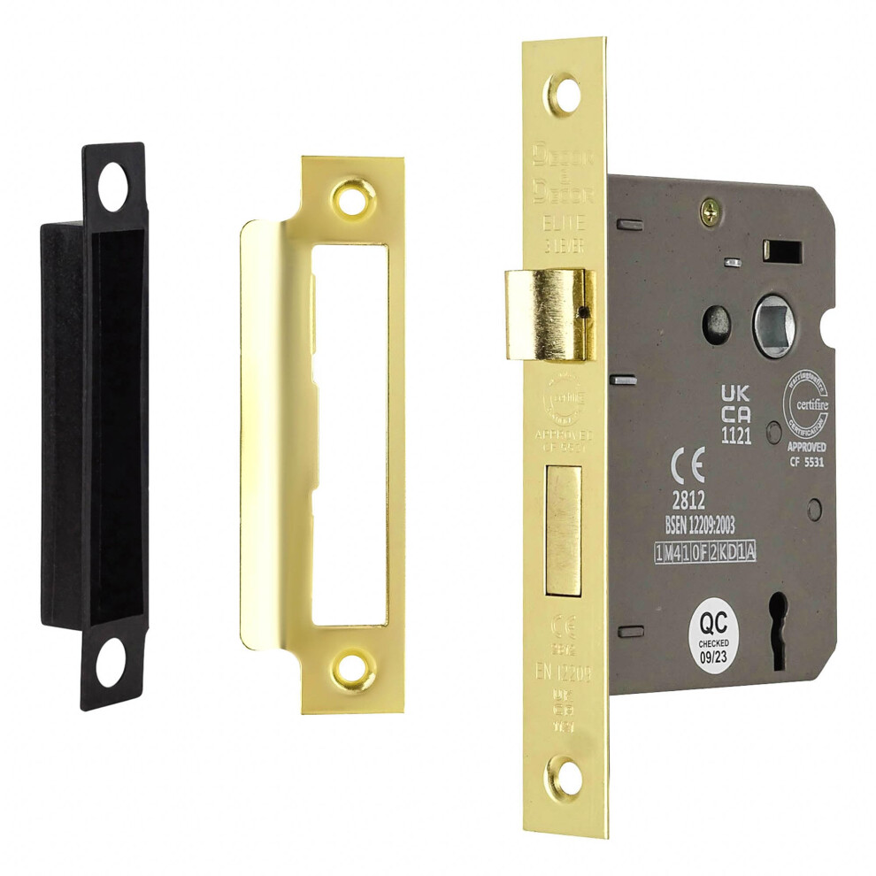 Decoranddecor Sash Mortice Door Lock With Keys - 3Inc / 76Mm - Electro Brass - F 5003383182665
