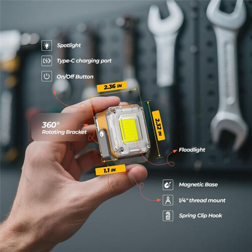 Rechargeable Work Light, 2Pack Double-Sided Portable Work Lights ,Magnetic Inspection Light with 1/4 Inch Tripod Mount 2