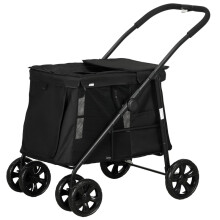 Kokoontaitettavat koiranrattaat koirille jopa 20 kg, musta