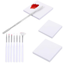 100 Sheets Disposable Art Palette Paper with Spatula and 7 Pcs Art Brush Arts Painting Mixed Color Palette