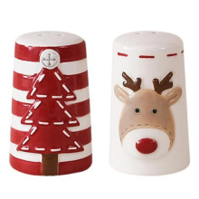 2Pcs Nordic Style Santa Claus Christmas Salt and Pepper Shaker Christmas Themed Spices Bottle Embossed Seasoning Bottle