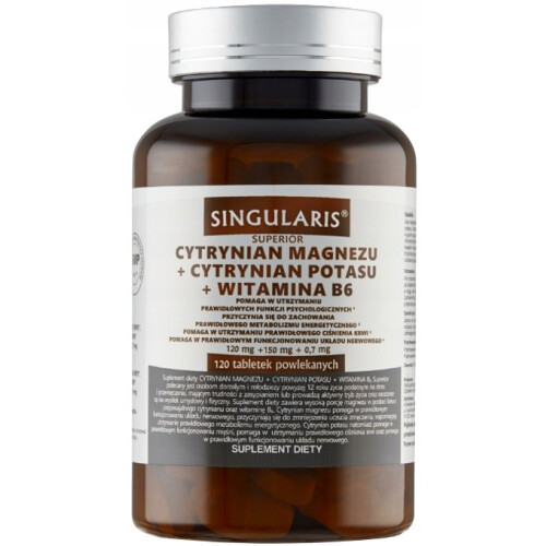 Singularis Cytrynian Magnezu + Potasu + Wit. B6 120 tabletek