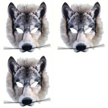 3 Piece Animal Wolf Mask for Everyone, Universal for Halloween Party Gathering Unisex Animal Face Mask, Wolf, One Size