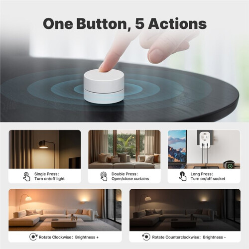 Tuya Zigbee  Scene  Rotary Button Wireless Remote Control Light RGB Dimmable Adjustable 5 Actions Scenarios